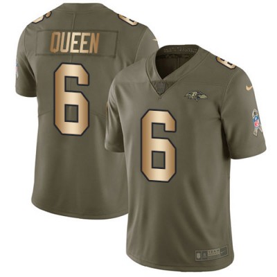 Nike Baltimore Ravens #6 Patrick Queen OliveGold Men's Stitched NFL Limited 2017 Salute To Service Jersey